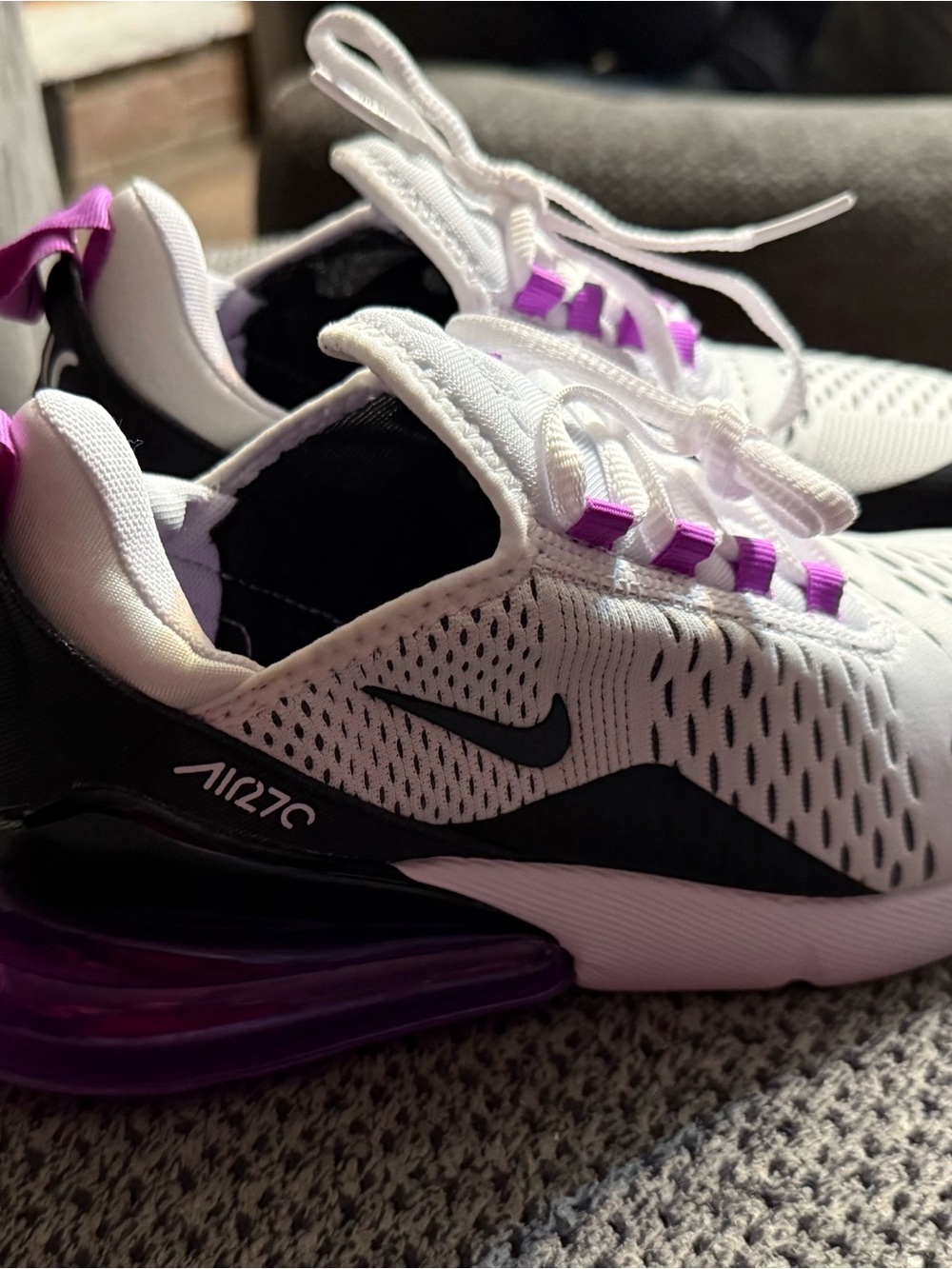 Nike Women’s Air Max 270 — White with Purple and Black Details